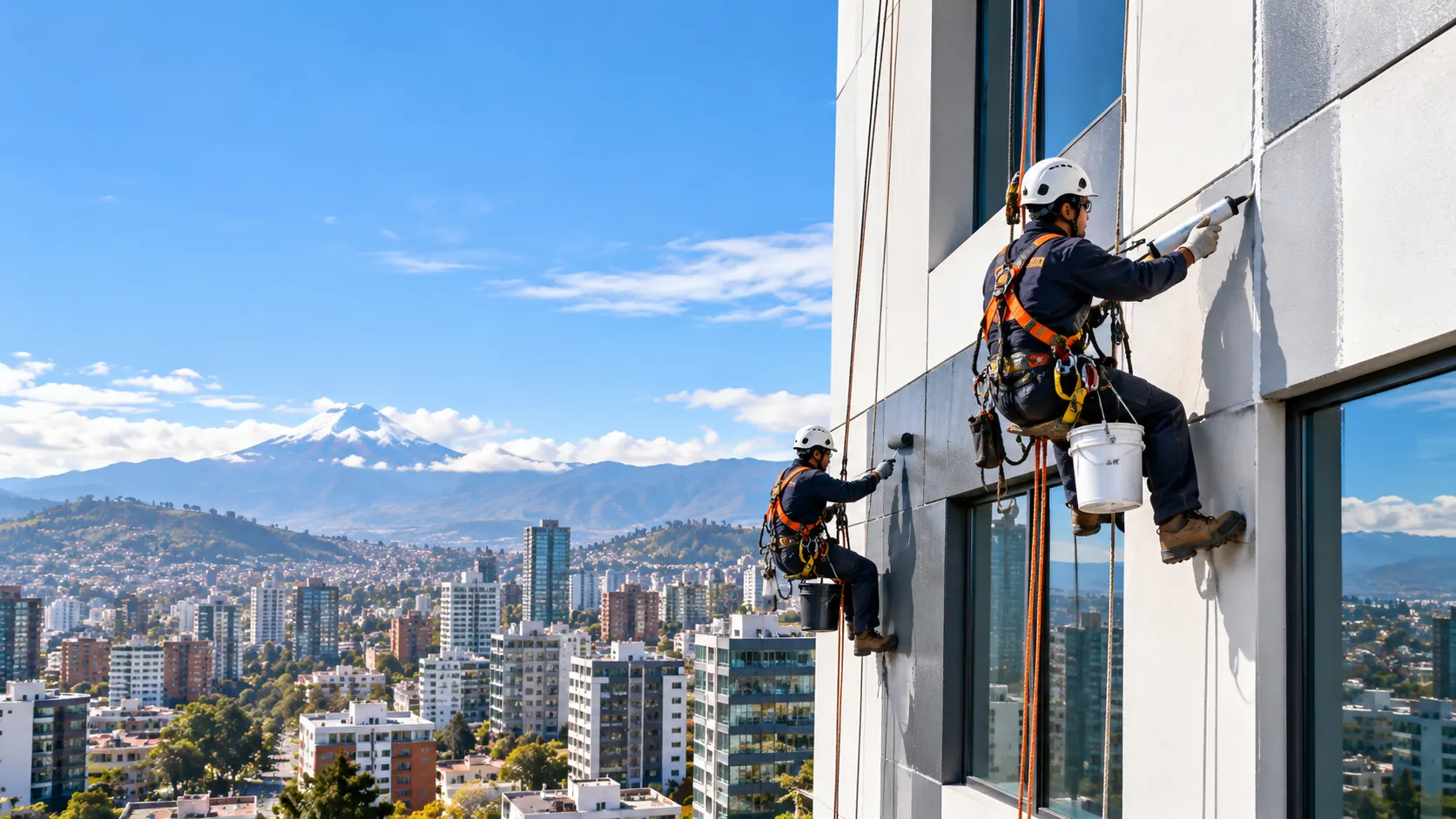 Impermeabilización de fachada con trabajo en altura
